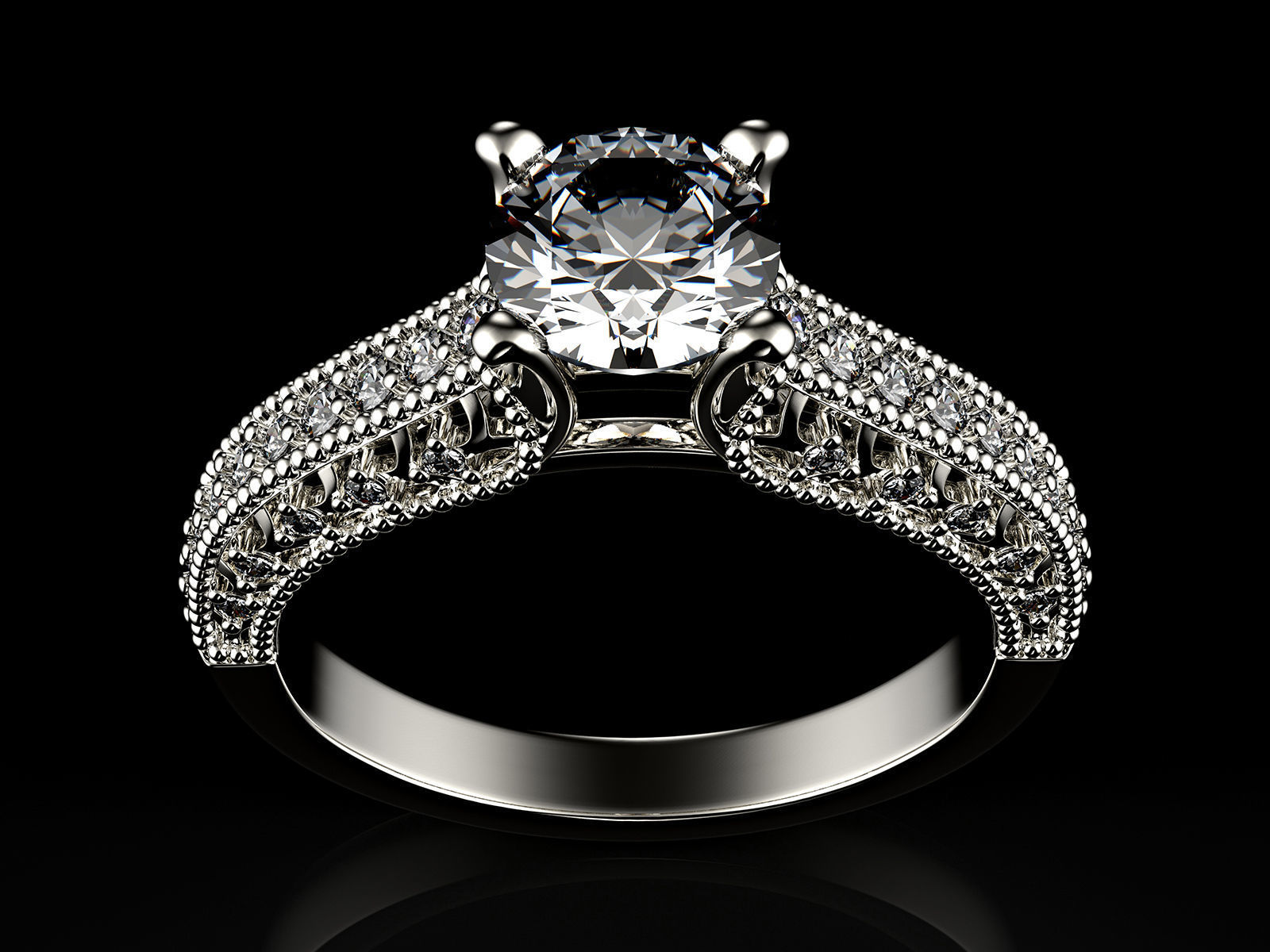Engagement fashion ring with gem 0064 3D print model_10