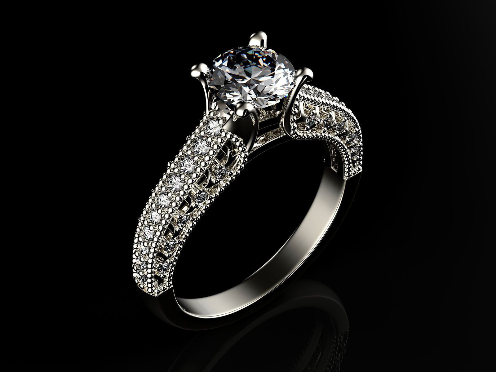 Engagement fashion ring with gem 0064 3D print model_3