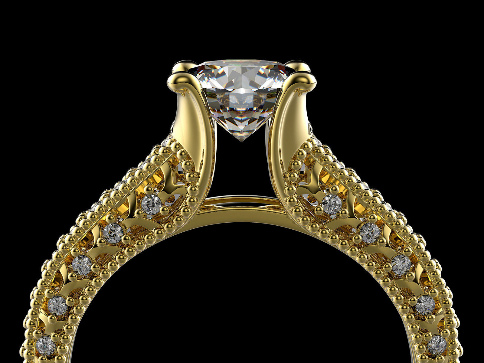 Engagement fashion ring with gem 0064 3D print model_17