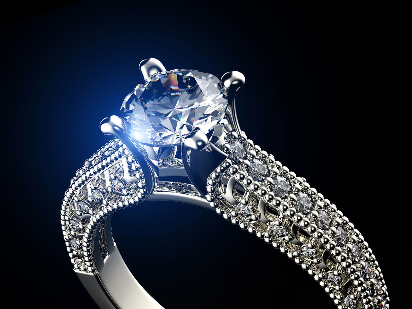 Engagement fashion ring with gem 0064 3D print model_9
