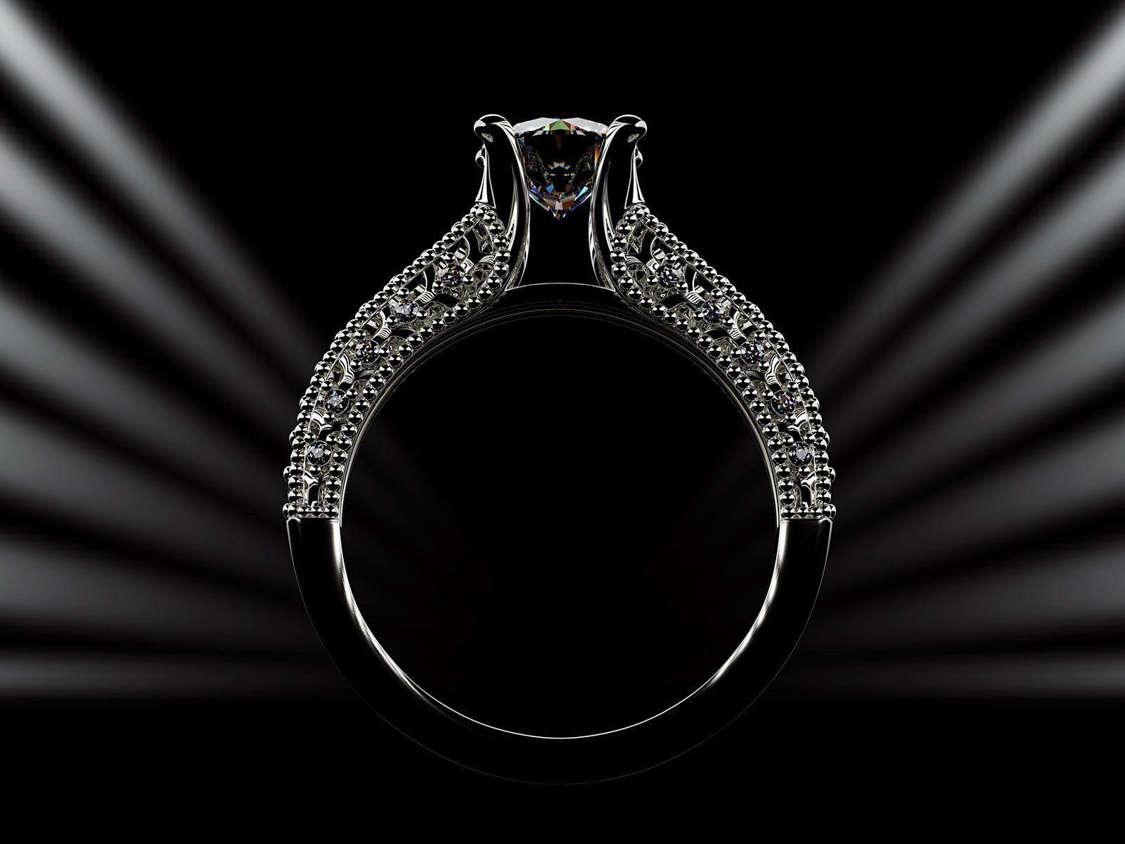 Engagement fashion ring with gem 0064 3D print model_22