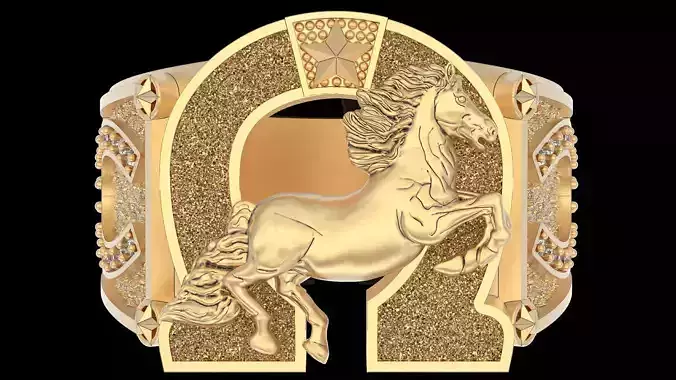 Horse ring silver gold sterling jewelry printable 3D model
