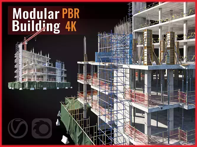 Lowpoly Modular Building 10 Low-poly 3D model