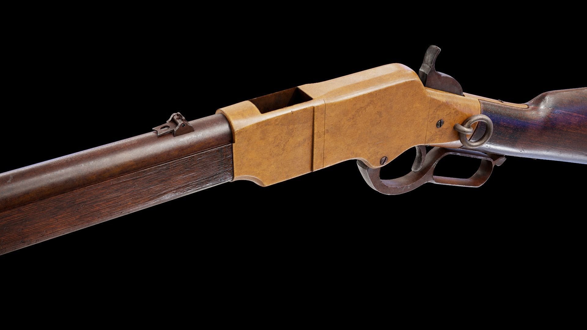 Winchester 1866 Low-poly 3D model_2