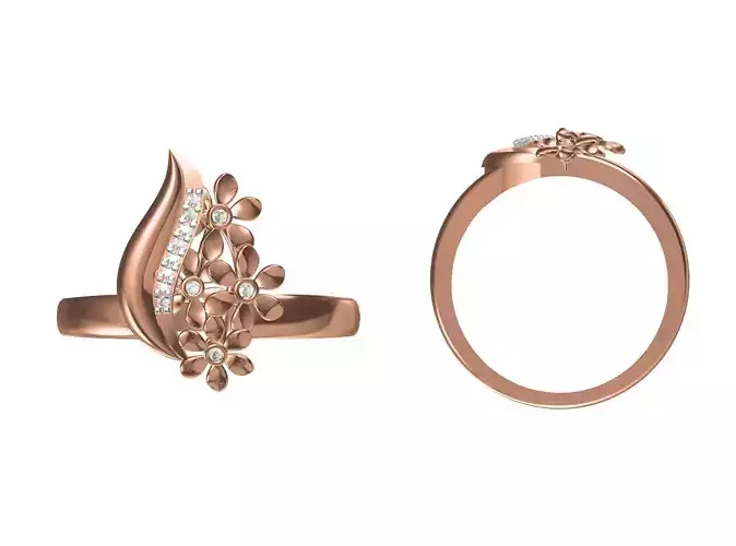 Women Wedding Engagement Ring STL OBJ FBX JCD Details