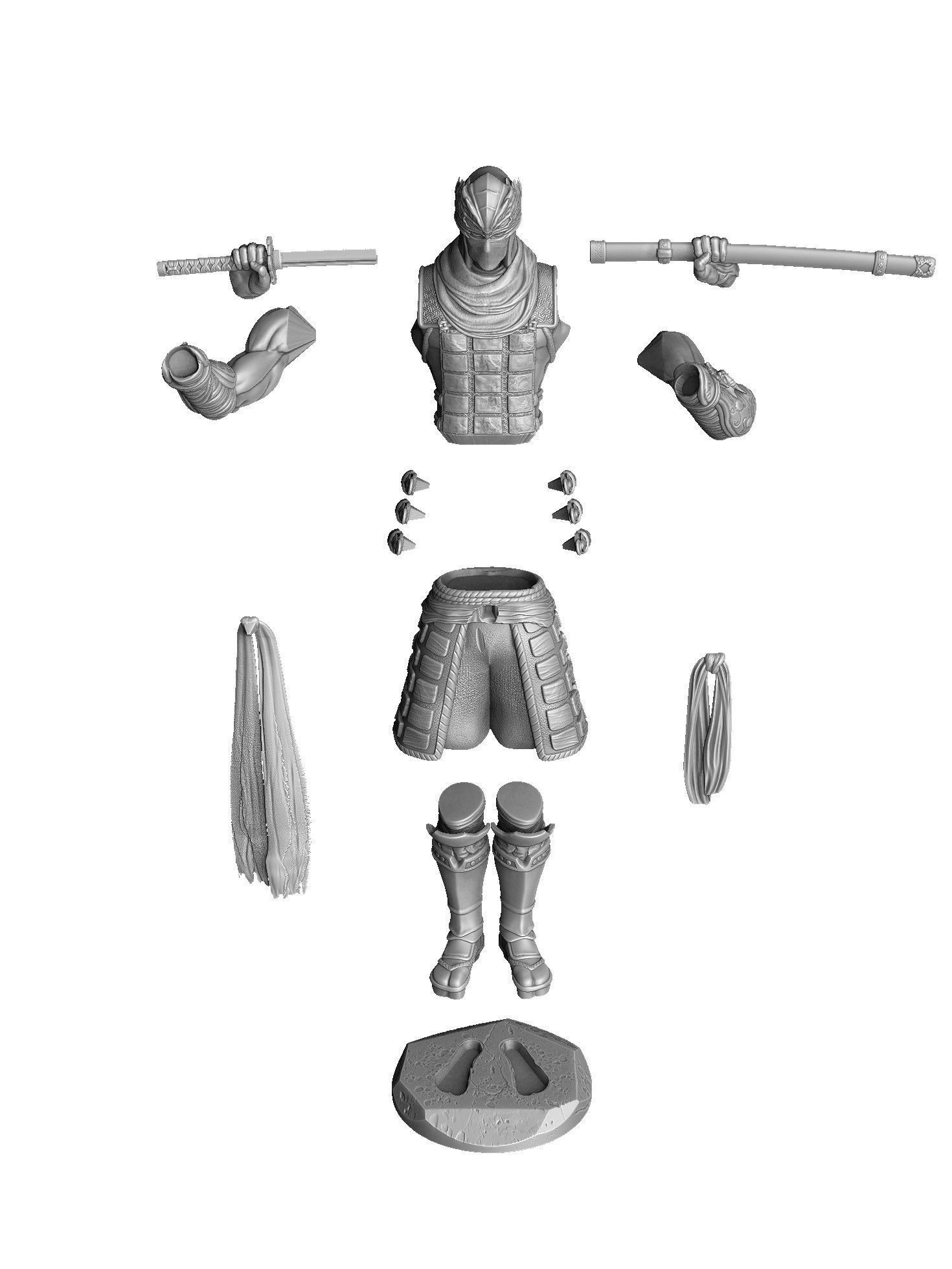 RYU HAYABUSA Ninja Gaiden with a sword 2 options for 3D printing 3D print model_38