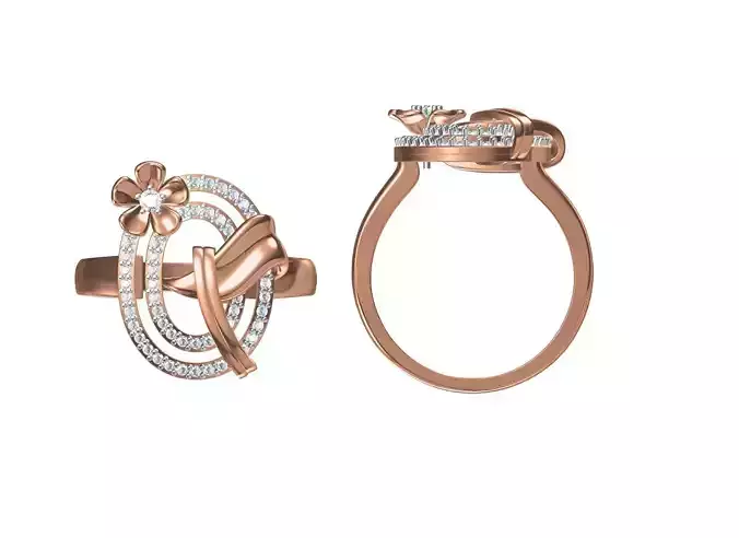 Women Wedding Engagement Ring STL OBJ FBX JCD Details