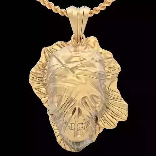 Skull hidden behind cloth pendant gold printable  3D model