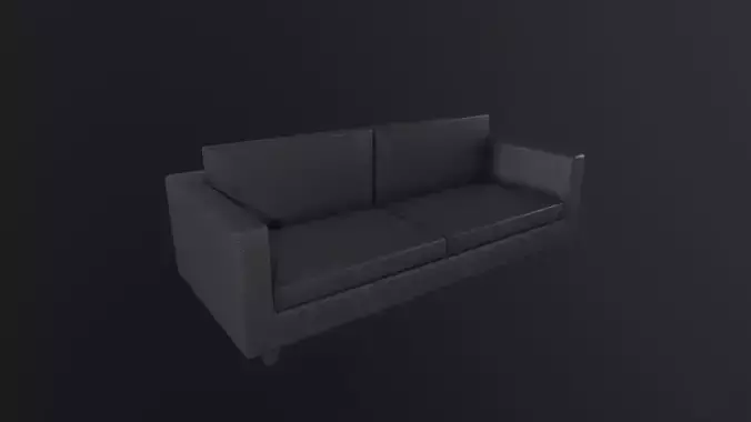 Black Leather Couch 3D Model Low-poly 3D model