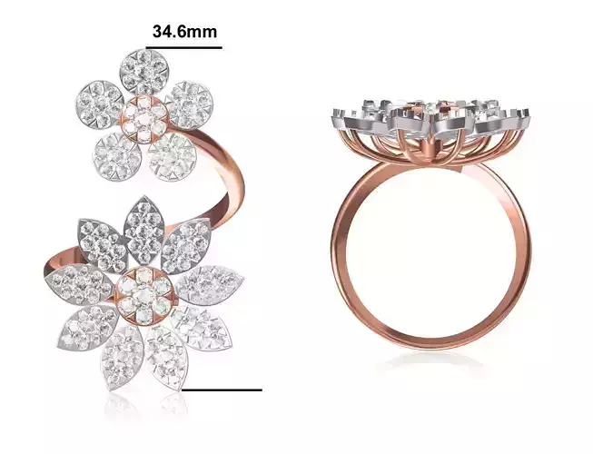 Women Wedding Engagement Ring STL OBJ FBX JCD Details