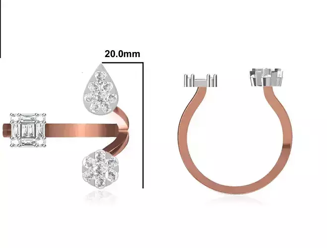 Women Wedding Engagement Ring STL OBJ FBX JCD Details