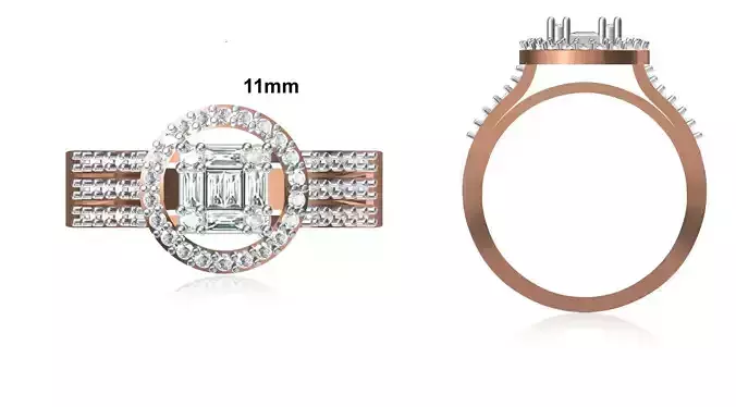 Women Wedding Engagement Ring STL OBJ FBX JCD Details