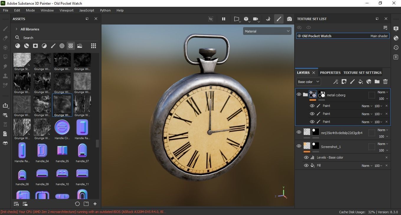Old Pocket Watch 3D Model Low-poly 3D model_6