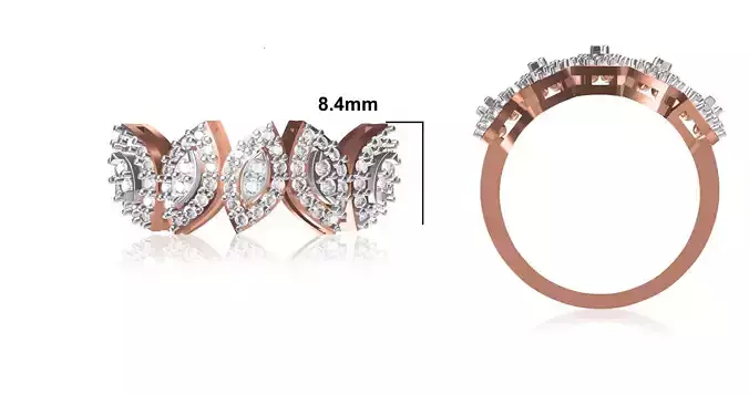 Women Wedding Engagement Ring STL OBJ FBX JCD Details