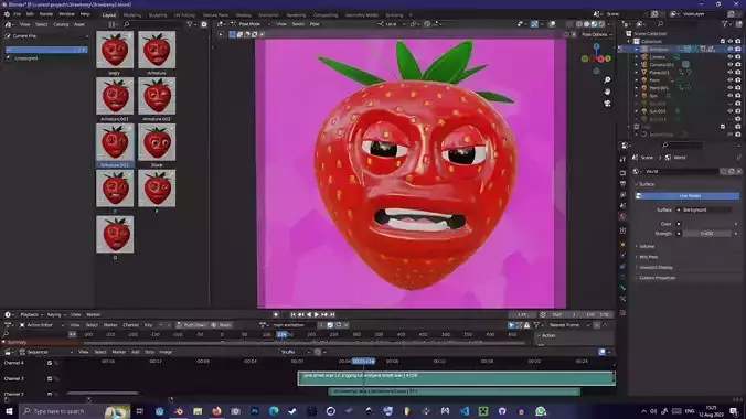Simple Strawberry Facial Rig with Bendy Bones Low-poly 3D model