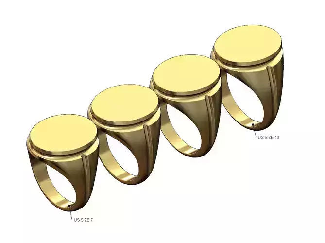 Grooved oval signet US sizes 7to10 3D print model