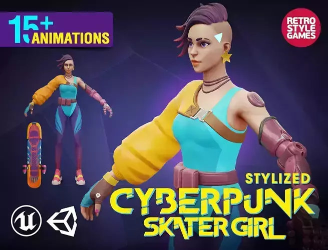 Stylized Cyberpunk 3D Animated Character