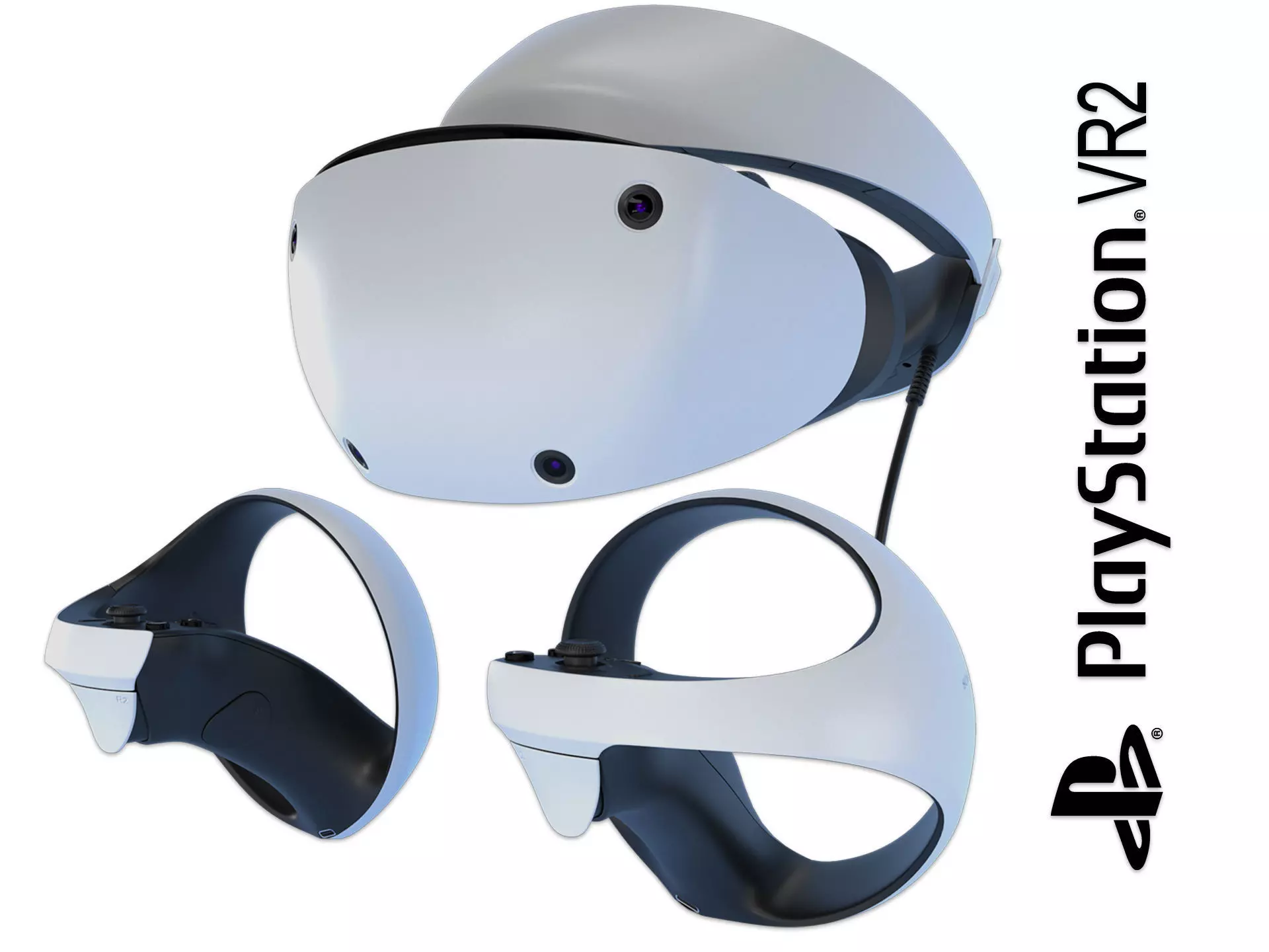 Sony Playstation VR 2 with Sense Controller 3D model_0