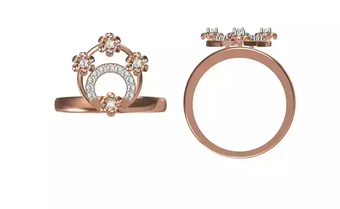 Women Wedding Engagement Ring STL OBJ FBX JCD Details