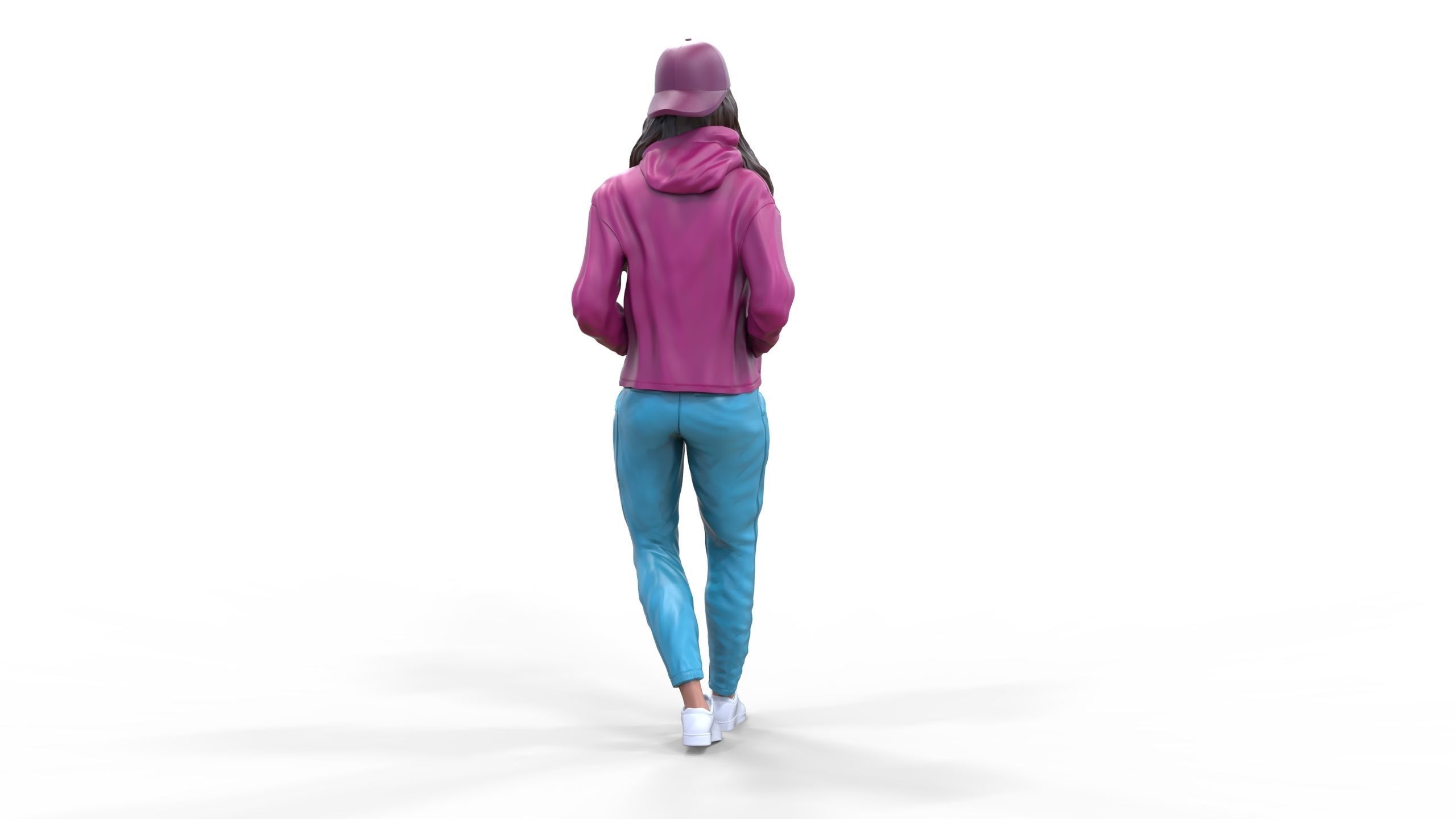 Woman leaning on a car 3D print model_17