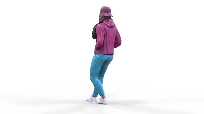Woman leaning on a car 3D print model 2
