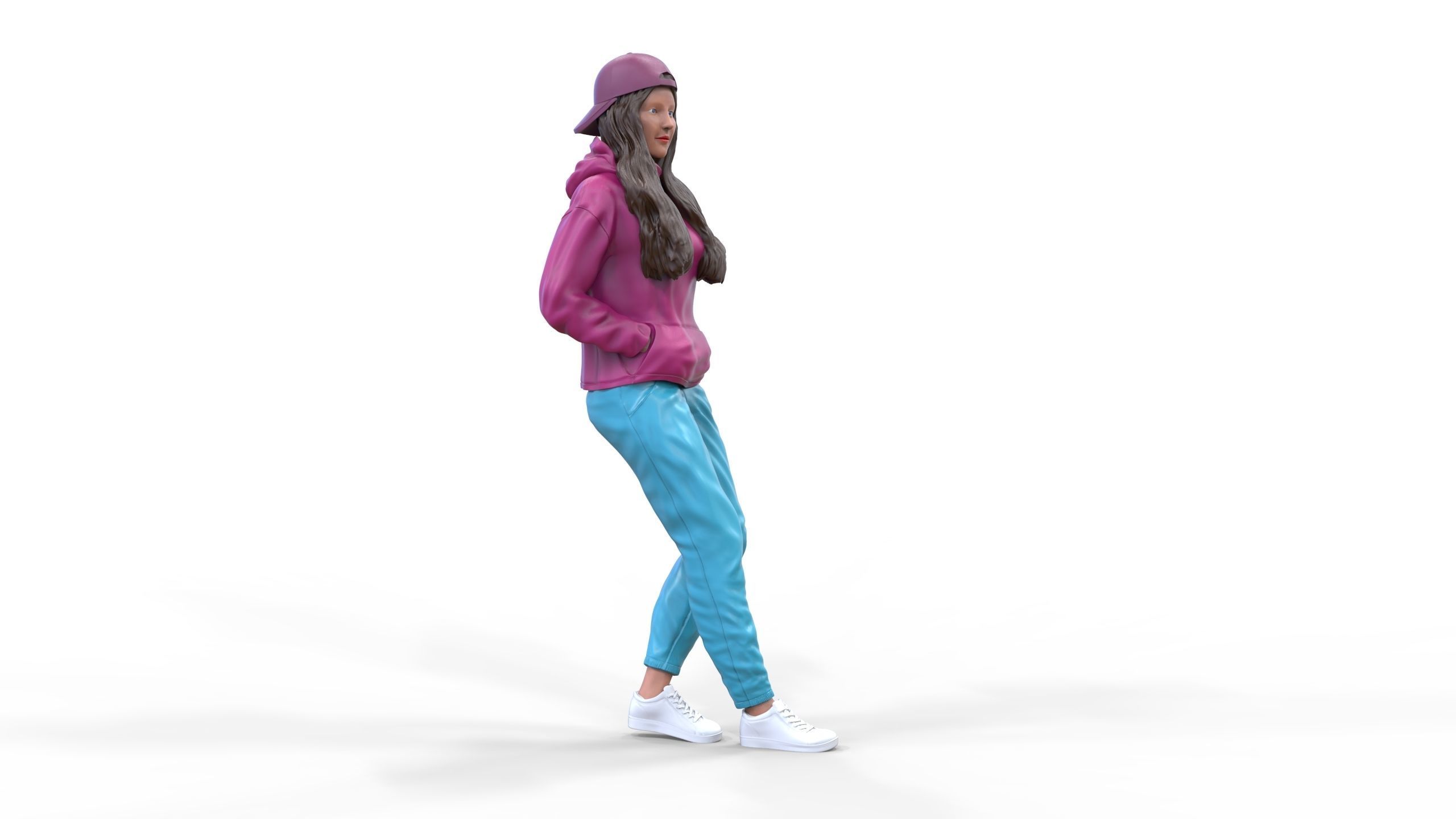 Woman leaning on a car 3D print model_27