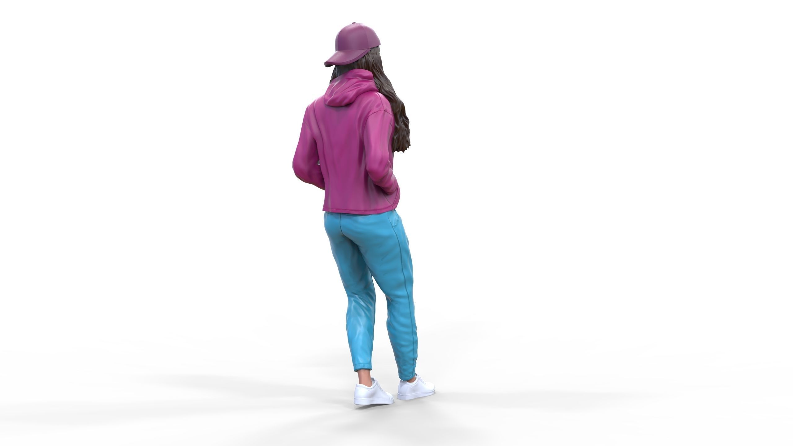 Woman leaning on a car 3D print model_7