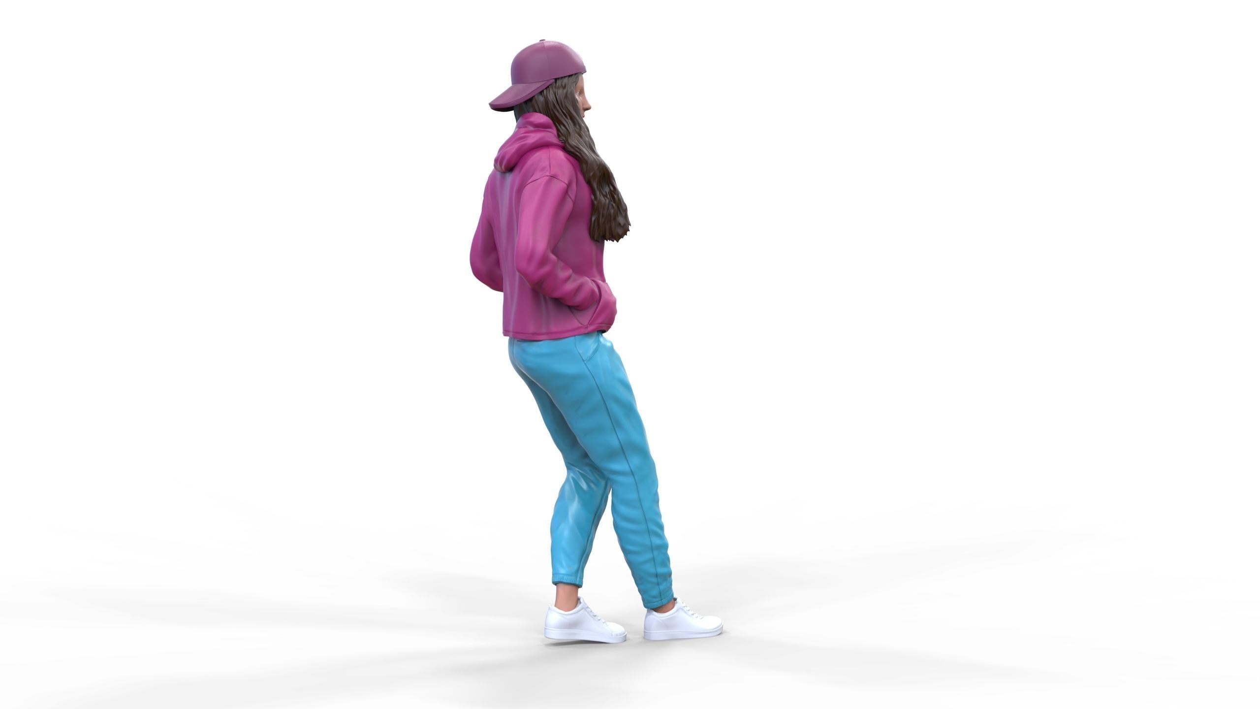 Woman leaning on a car 3D print model_28