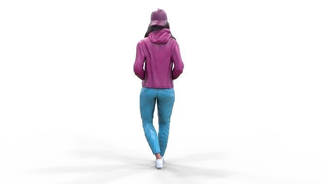 Woman leaning on a car 3D print model 6