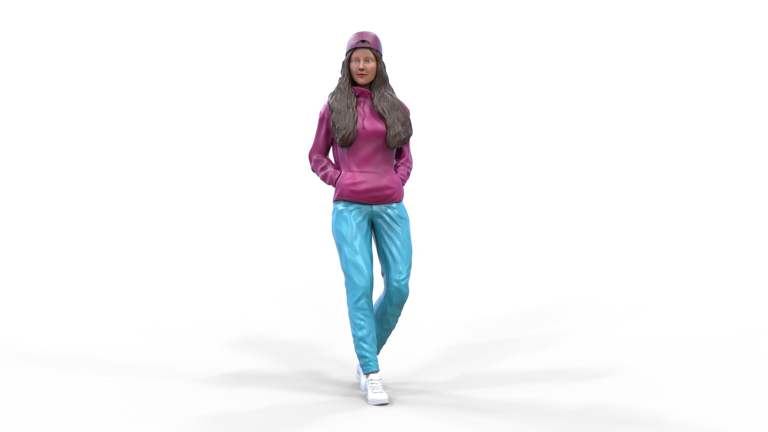 Woman leaning on a car 3D print model_18