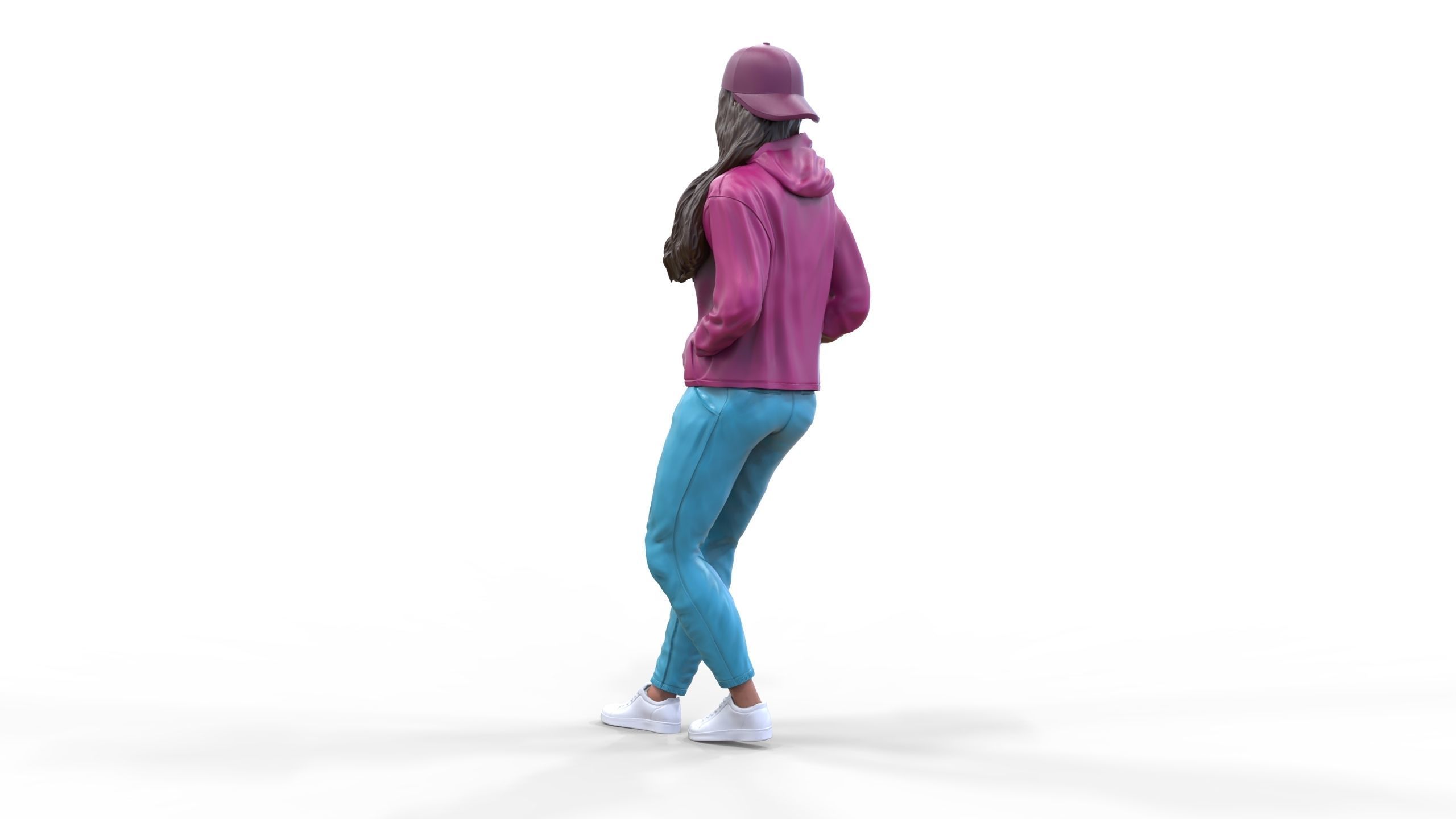 Woman leaning on a car 3D print model_20