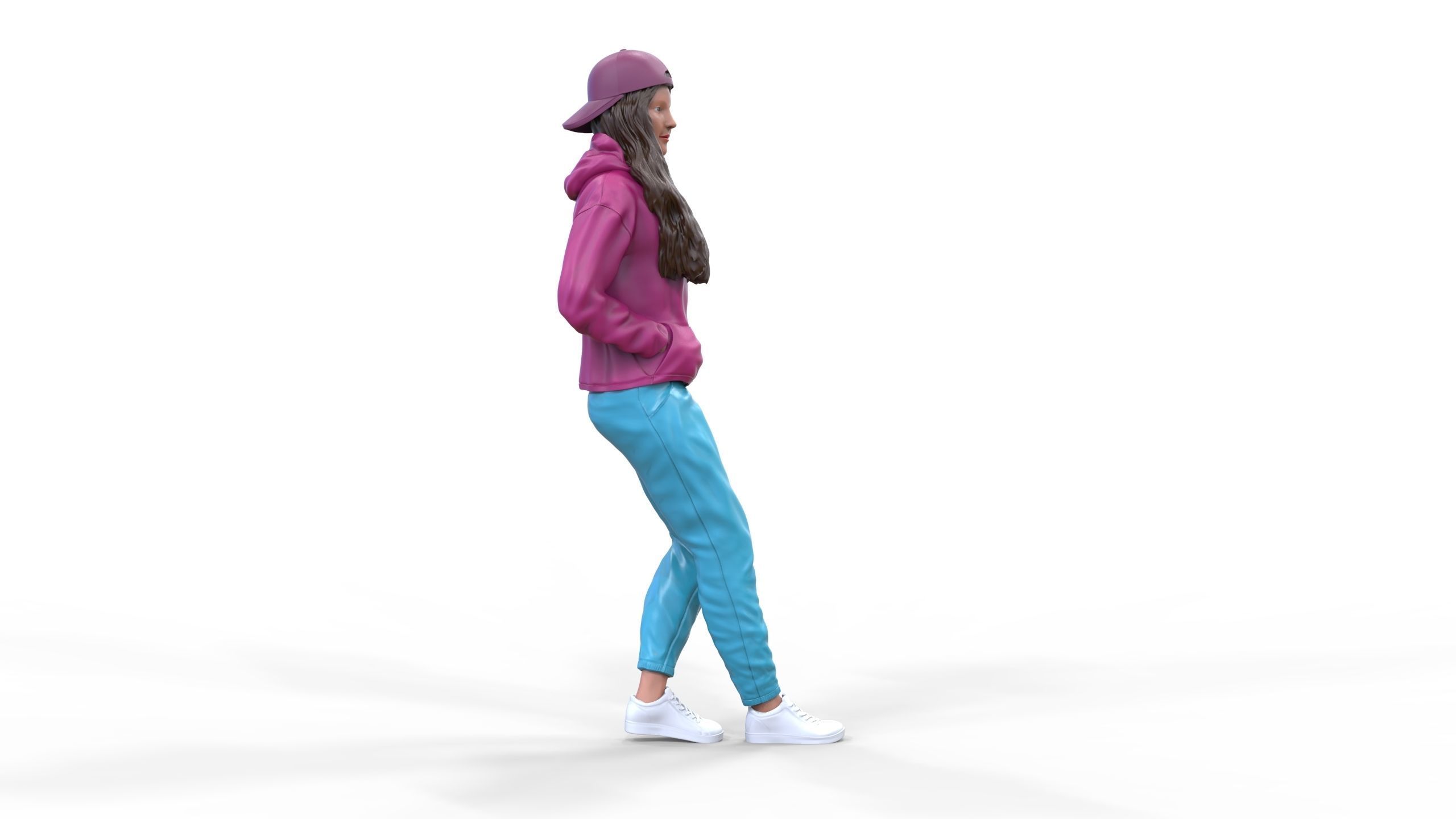 Woman leaning on a car 3D print model_16