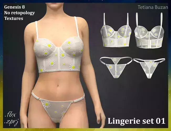 Lingerie set 01 3D model