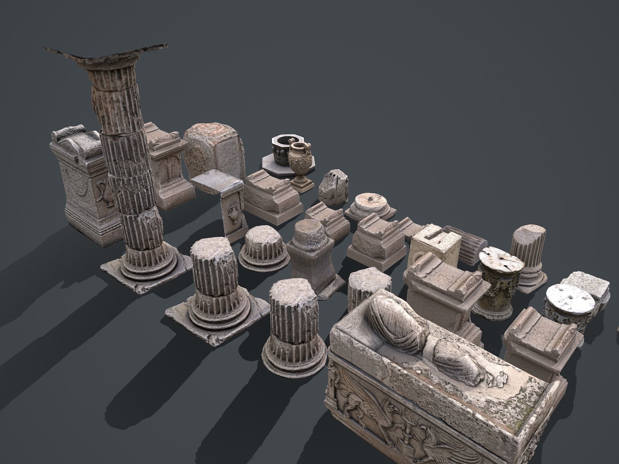 Roman Greek Objects Big Pack Low-poly 3D model_5