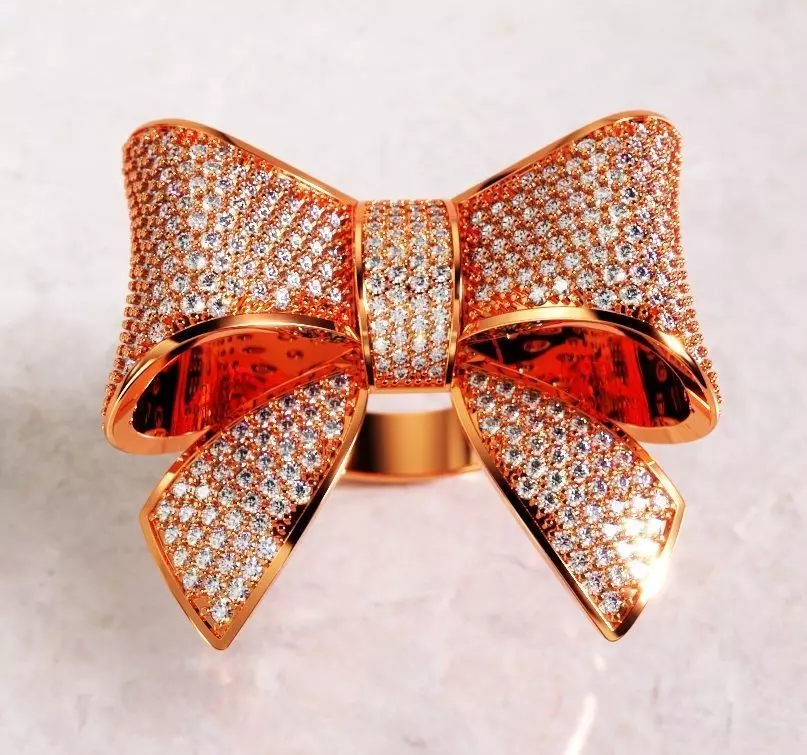 Bow Tie Pave Ring 3D print model