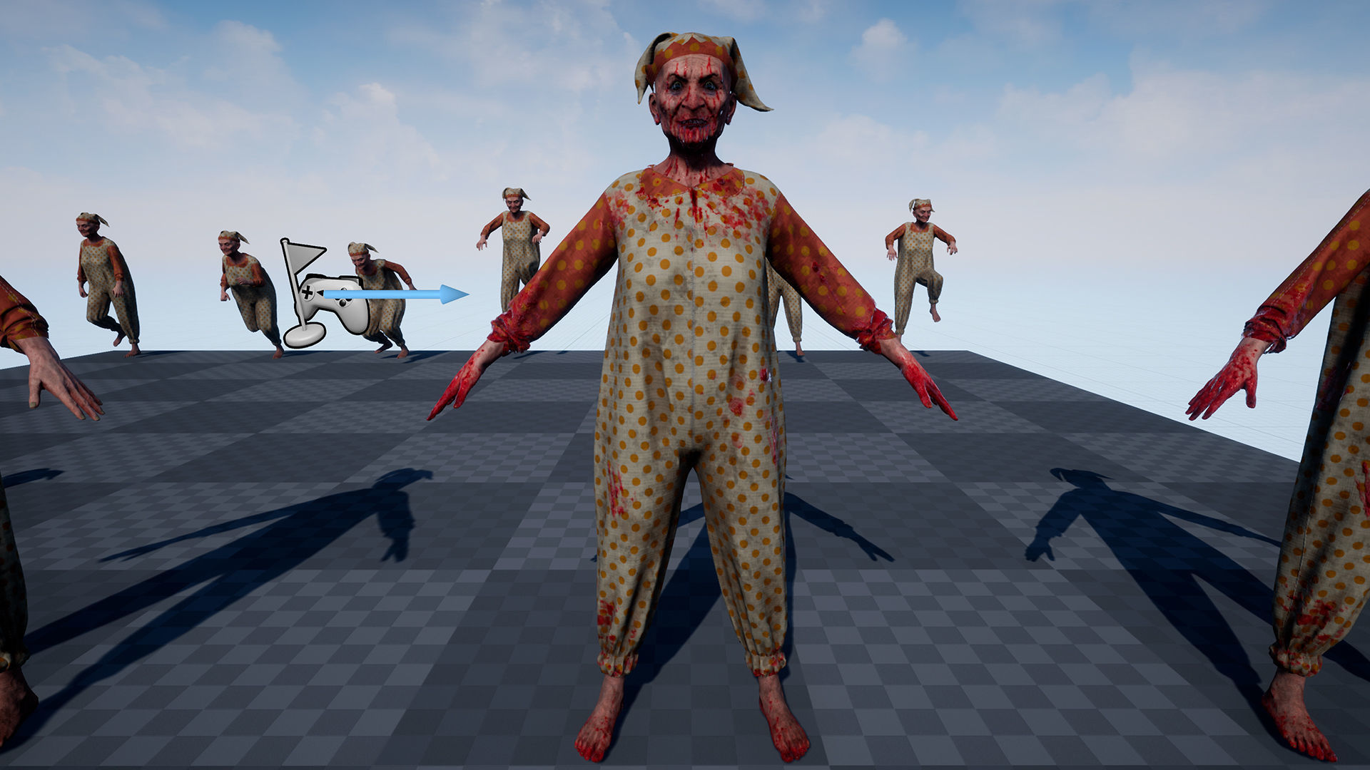 Scary old woman Clown game character for Horror games Low-poly 3D model_16