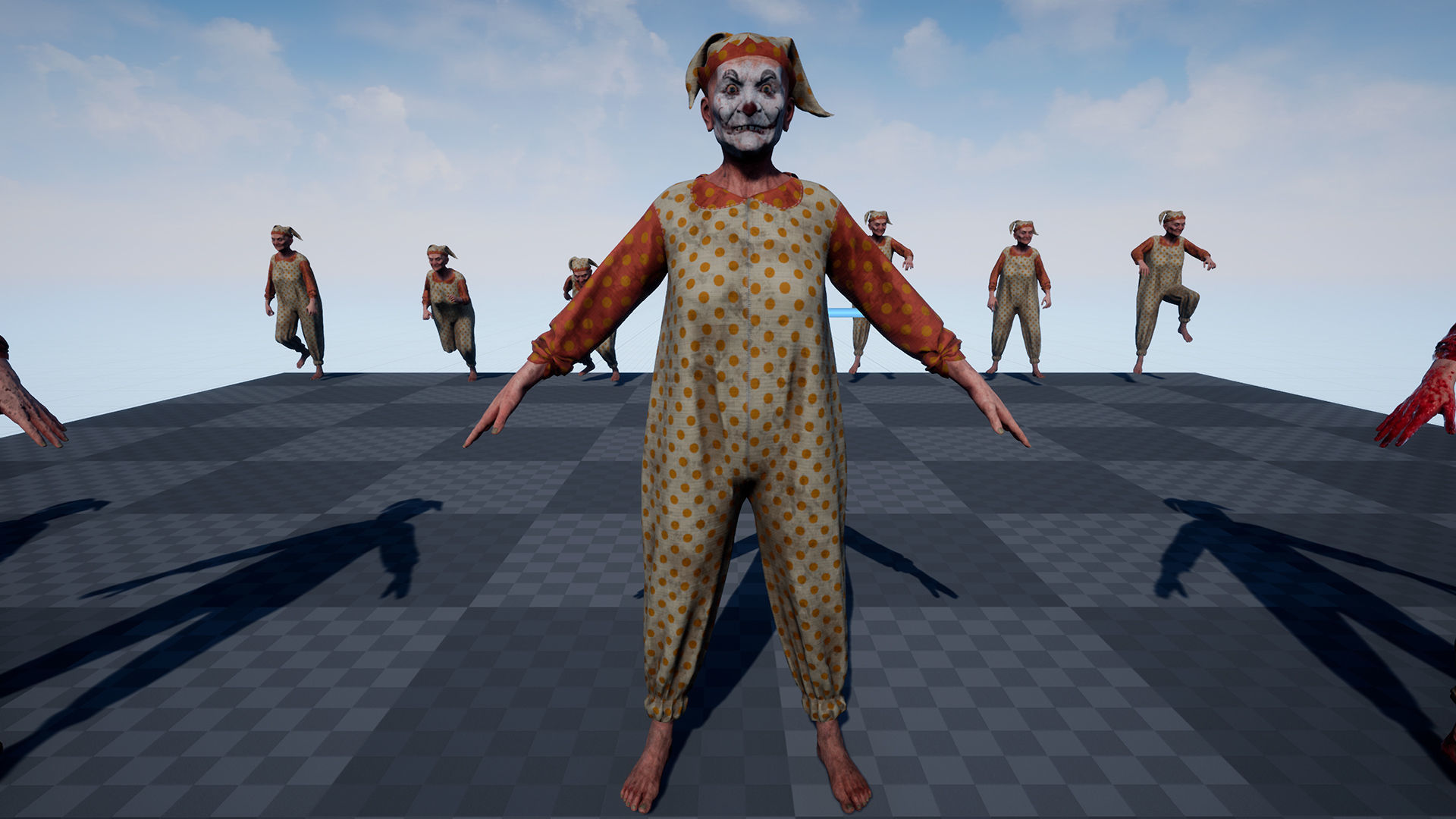 Scary old woman Clown game character for Horror games Low-poly 3D model_15