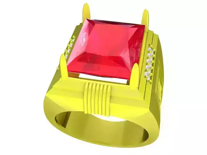 fengshui diamond texture horse ring for bussinessman 4994