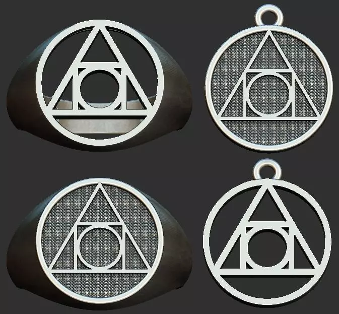 Philosopher Stone Alchemy symbol - Ring and Pendant 3D print model_0