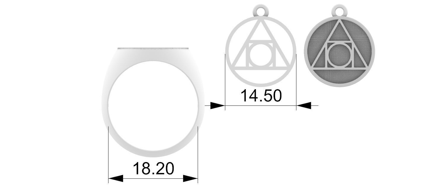 Philosopher Stone Alchemy symbol - Ring and Pendant 3D print model_9