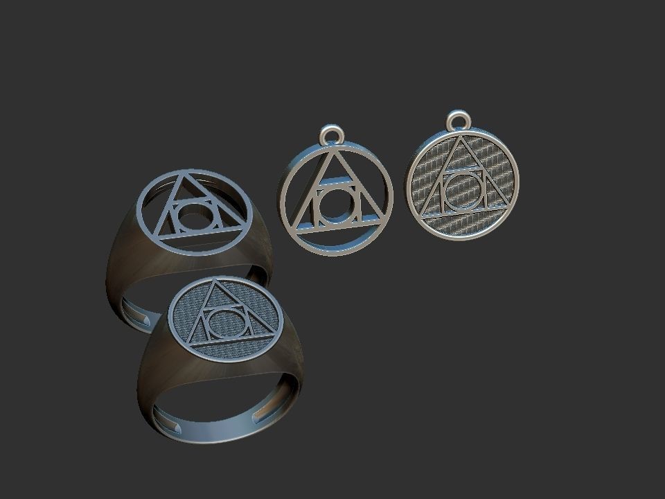 Philosopher Stone Alchemy symbol - Ring and Pendant 3D print model_20