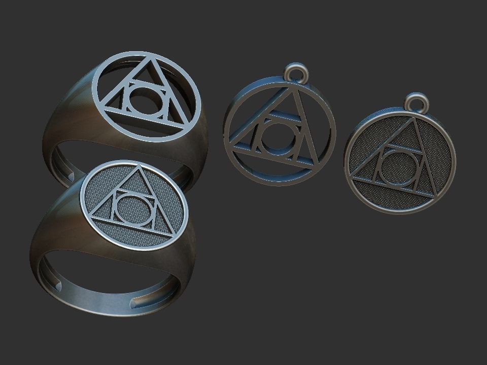Philosopher Stone Alchemy symbol - Ring and Pendant 3D print model_1