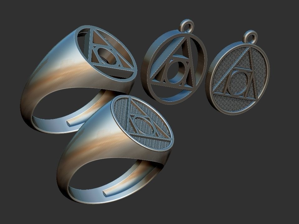 Philosopher Stone Alchemy symbol - Ring and Pendant 3D print model_3