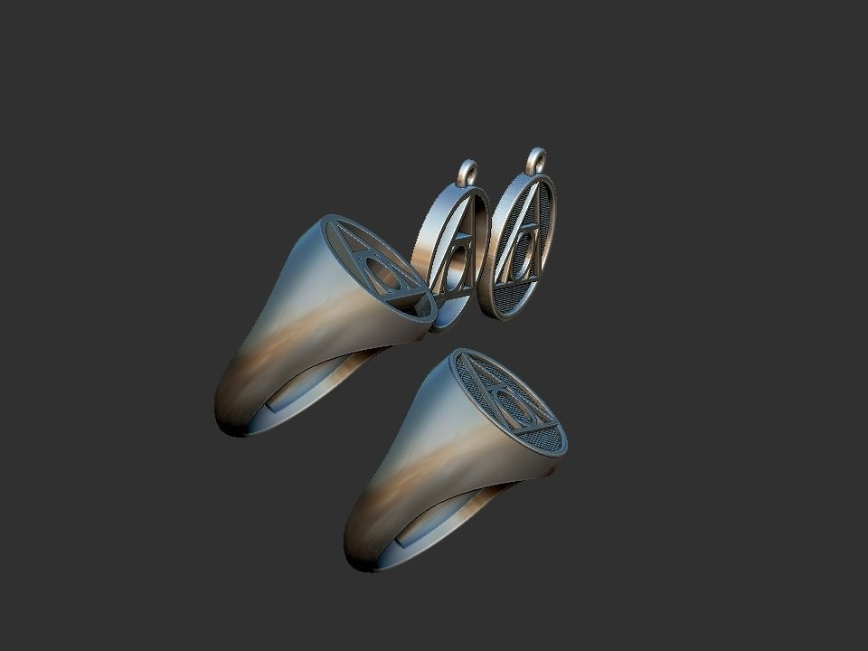 Philosopher Stone Alchemy symbol - Ring and Pendant 3D print model_21