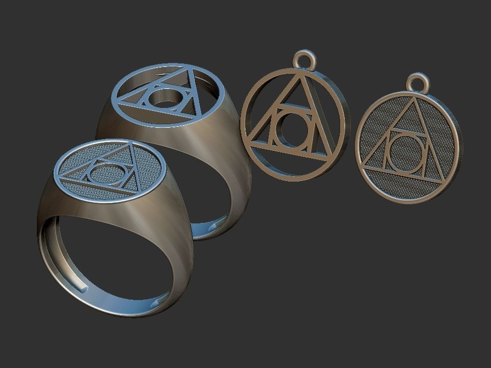 Philosopher Stone Alchemy symbol - Ring and Pendant 3D print model_2