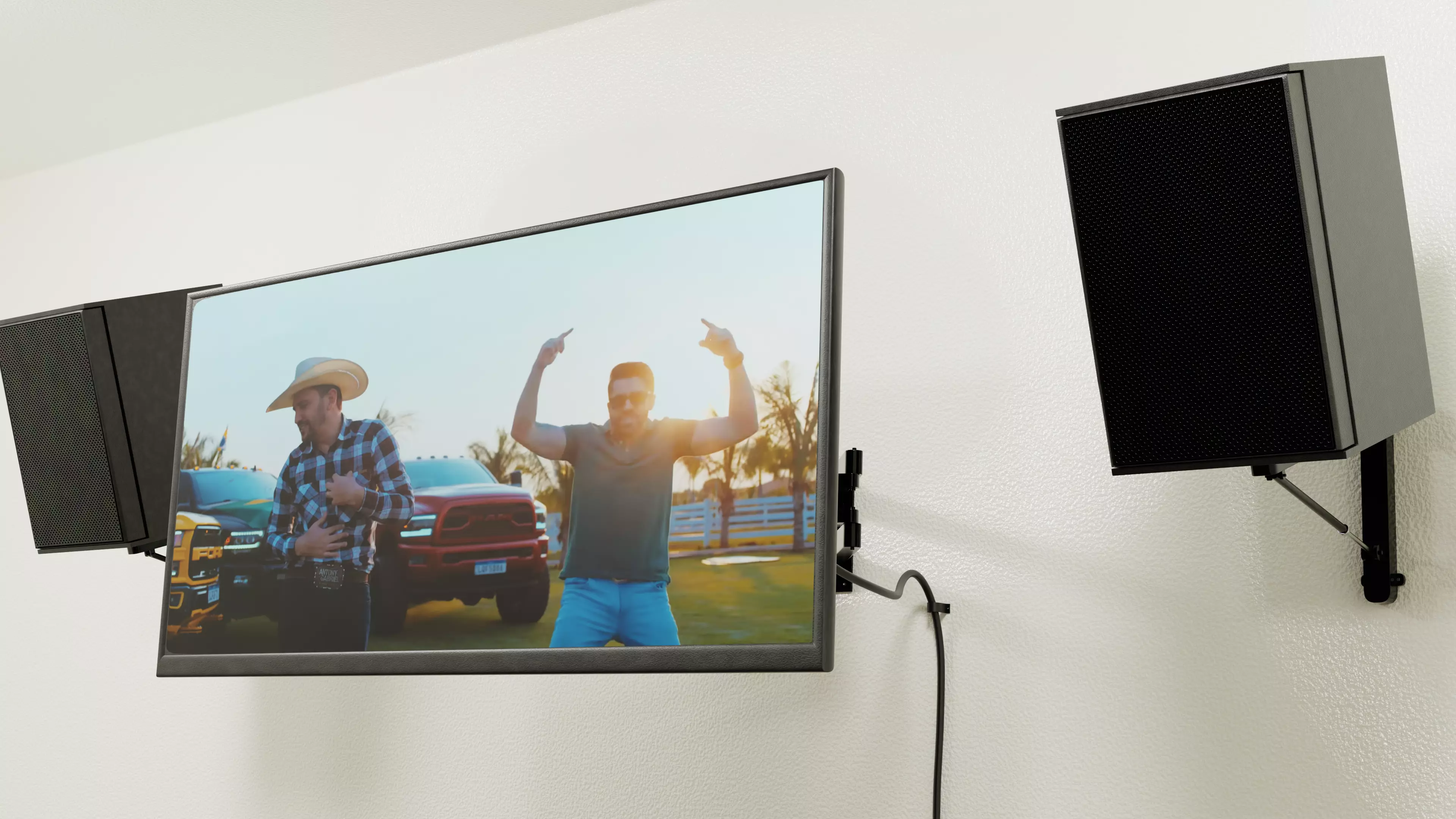 Realistic TV Entertainment Set with Articulated Wall Mounts 3D model