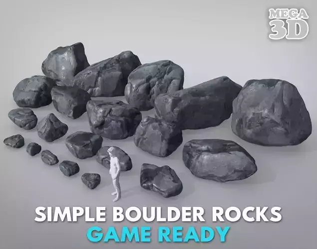 Low poly Simple Boulder Rock 230420 Low-poly 3D model