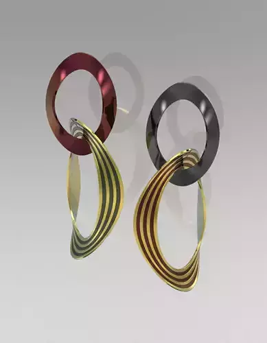 Earing curly elip Free 3D model