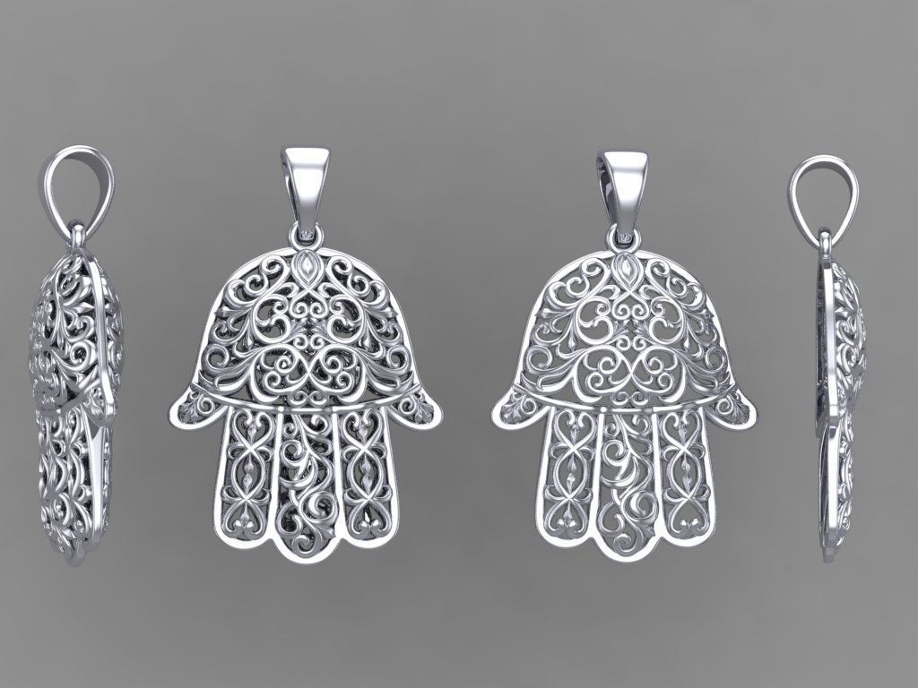 Hamsa Pendant 3D print model_7
