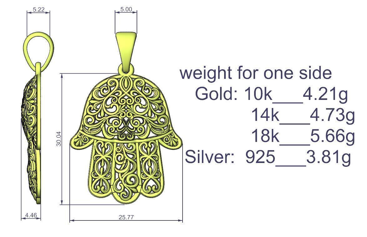 Hamsa Pendant 3D print model_10